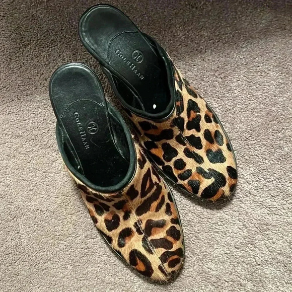 Cole Haan Calf hair Leopard Clogs 7 - Picture 8 of 9